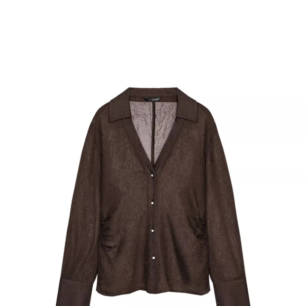 Zara semi sheer blouse with ties